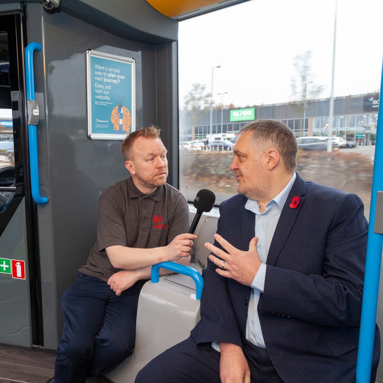 Museum House Consulting - Public Transport Consultants; Douglas Robertson being interviewed by K107FM at launch of electric buses in 2025.